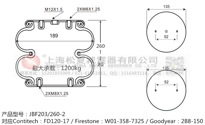 JBF203/260-2橡膠<a href='http://qolybup.cn/' target='_blank'><u>空氣彈簧</u></a>